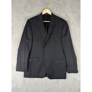 Lauren Ralph Lauren CANADA 42R Black Pinstripe Wool Lined Suit Jacket Sport Coat